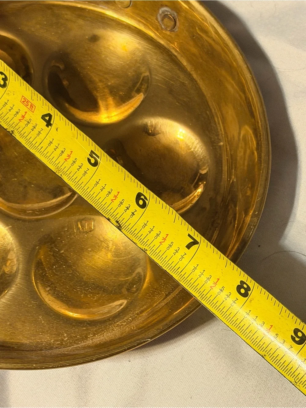 Vintage Brass Æbleskiver Danish Pancake Pan 7 Cup Iron Handle